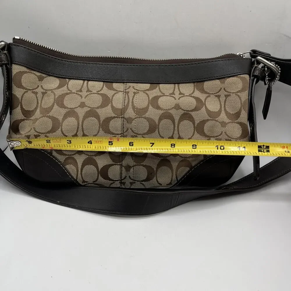 Vintage Y2K Coach Brown Beige Logo Shoulder Bag Silver Hardware F13012 ASIS RARE